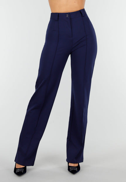 Straight Leg Navy Blauwe Pantalon