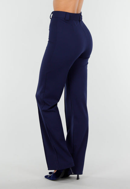 Straight Leg Navy Blauwe Pantalon