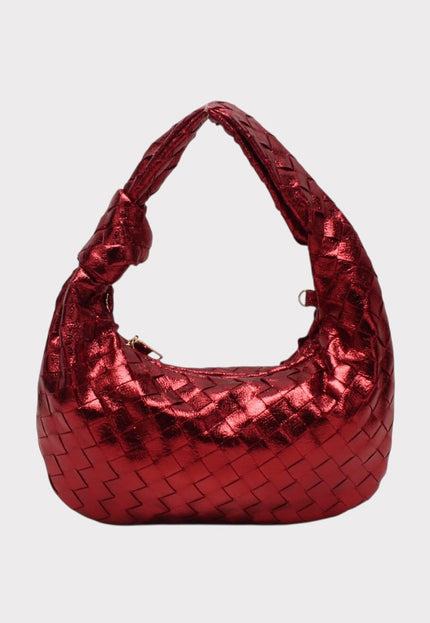 NEW191125 Metallic  Gevlochten Handtas