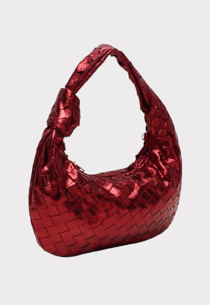 NEW191125 Metallic  Gevlochten Handtas