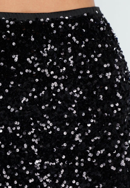 OP=OP.AV.12 Zwarte Pailletten Midi Rok