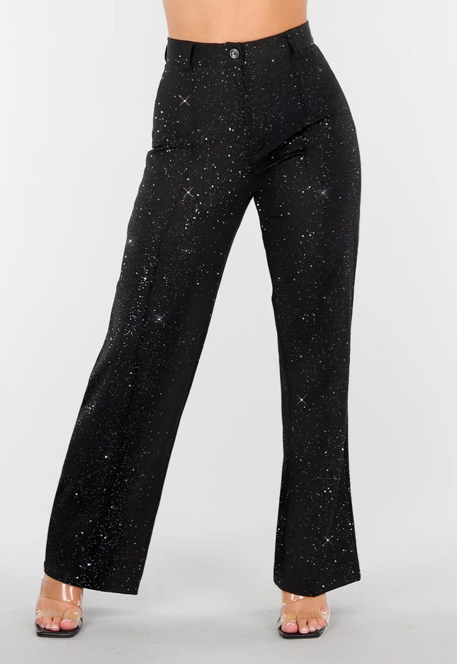 Zwarte Petite Glitter Stretch Pantalon
