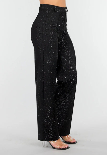 Zwarte Petite Glitter Stretch Pantalon