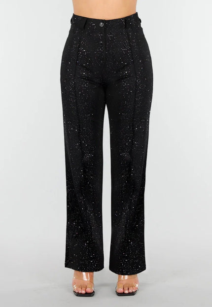 Zwarte Petite Glitter Stretch Pantalon