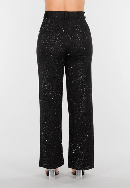 Zwarte Petite Glitter Stretch Pantalon