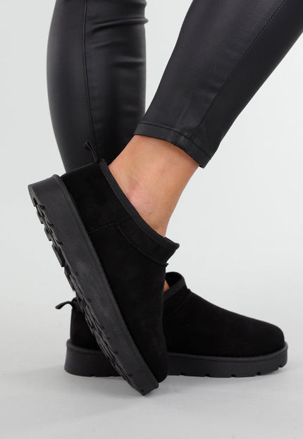 NEW191125 Zwarte Suede Look Instappers