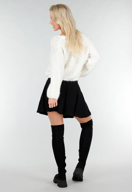 NEW191225 Wit Gebreid Vest met Strikknopen