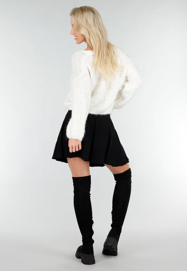 NEW191225 Wit Gebreid Vest met Strikknopen