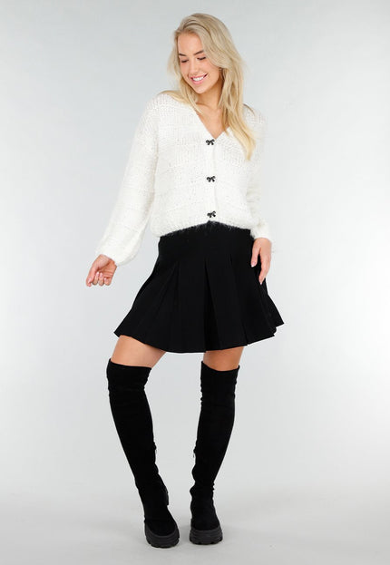 NEW191225 Wit Gebreid Vest met Strikknopen