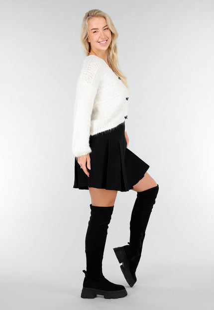 NEW191225 Wit Gebreid Vest met Strikknopen