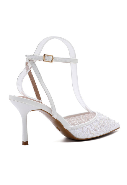 NEW191225 Witte Parel Slingback Pumps