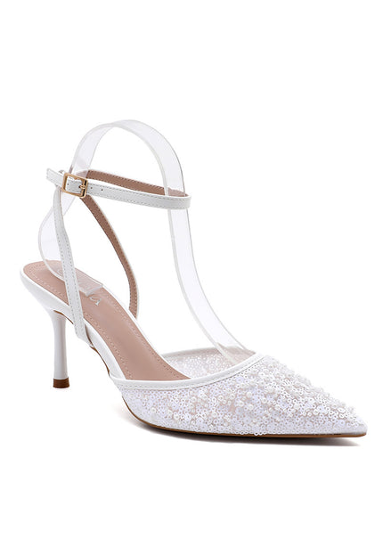 NEW191225 Witte Parel Slingback Pumps