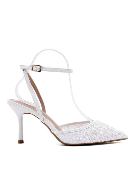 NEW191225 Witte Parel Slingback Pumps