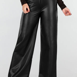 NEW191225 Zwarte Lederlook Broek