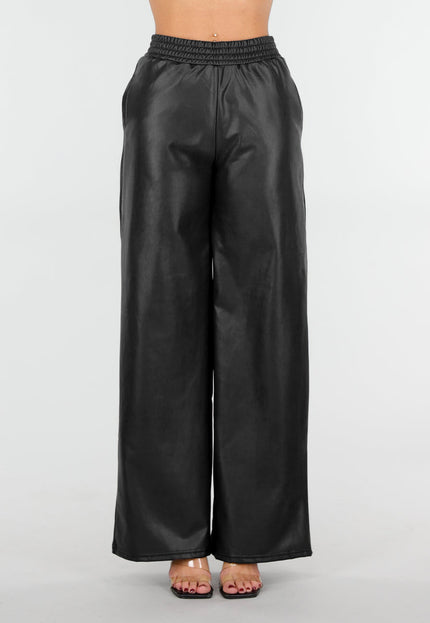 NEW191225 Zwarte Lederlook Broek