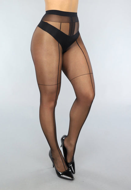 NEW2003 15 Denier Matte Panty met Lijnwerk