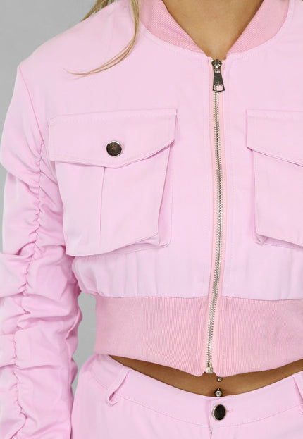 NEW2003 Baby Roze Co Ord Set met Bomberjack