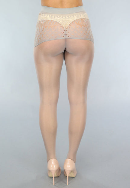 NEW2003 Glanzende Lichtgrijze 15 Denier Panty