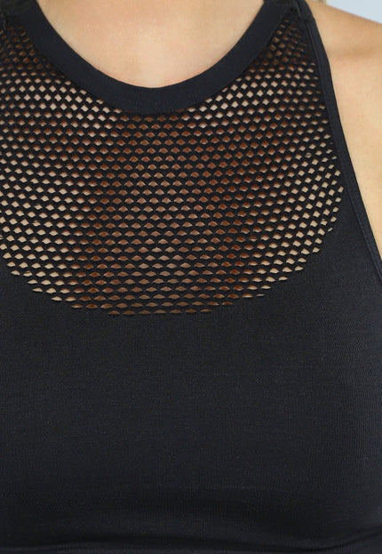 OP=OP.06.NL Zwarte Rave Top met Fishnet Detail