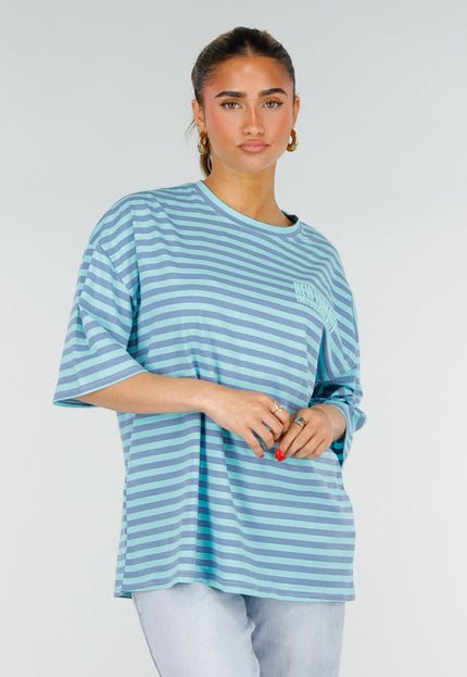 NEW200526 Blauw Gestreept Oversized T-Shirt