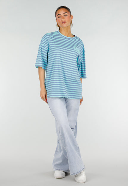 NEW200526 Blauw Gestreept Oversized T-Shirt