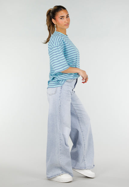 NEW200526 Blauw Gestreept Oversized T-Shirt