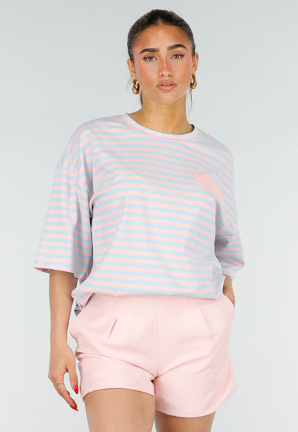 NEW200526 Lichtblauw Gestreept Oversized T-Shirt