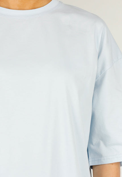 NEW200526 Lichtblauw Oversized T-Shirt met Backprint