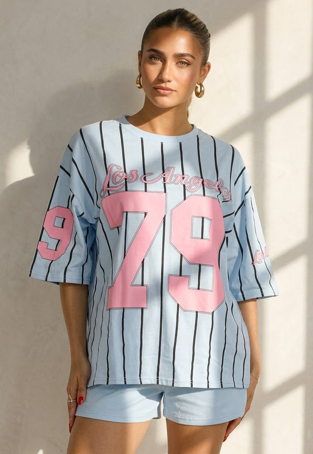 NEW200526 Oversized Lichtblauw Jersey Shirt