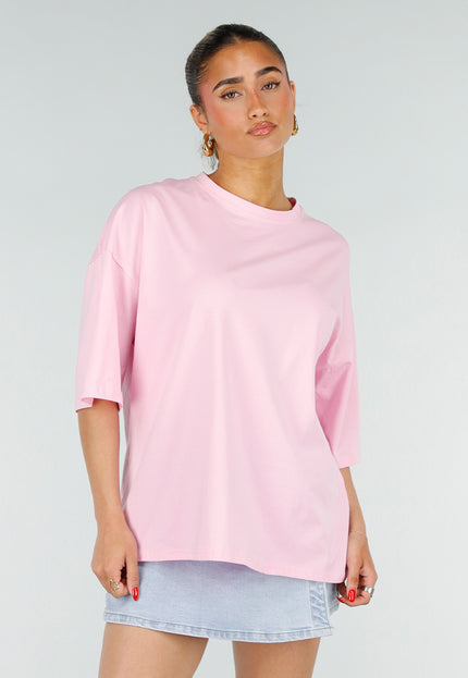 NEW200526 Roze Oversized T-shirt met Backprint