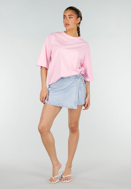 NEW200526 Roze Oversized T-shirt met Backprint