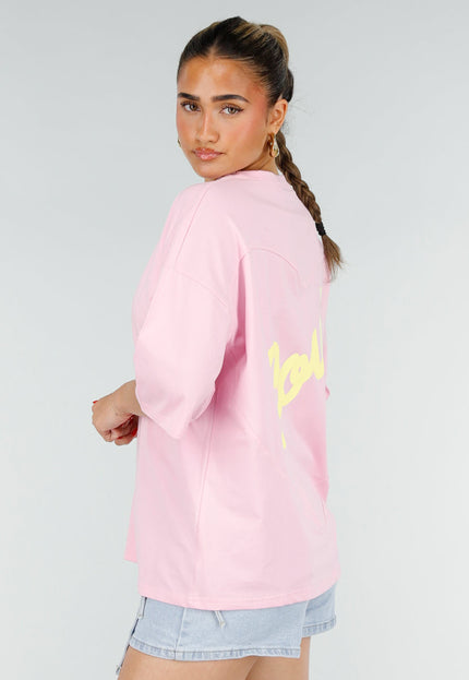 NEW200526 Roze Oversized T-shirt met Backprint