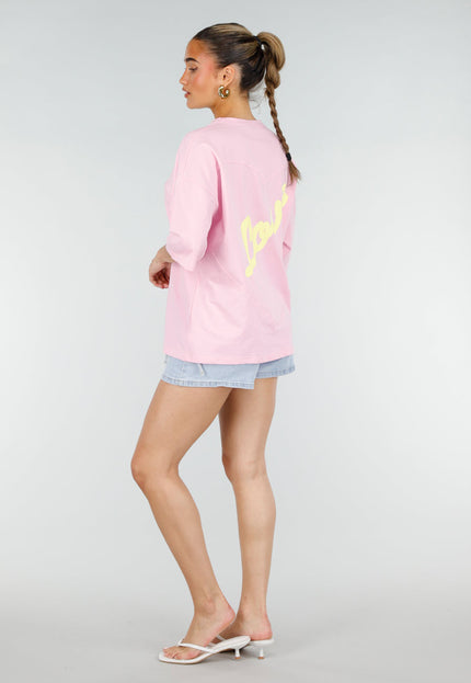NEW200526 Roze Oversized T-shirt met Backprint