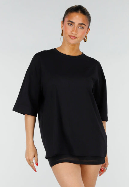 NEW200526 Zwart Oversized T-shirt met Backprint