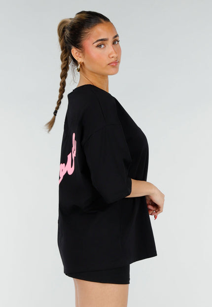 NEW200526 Zwart Oversized T-shirt met Backprint