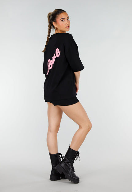NEW200526 Zwart Oversized T-shirt met Backprint