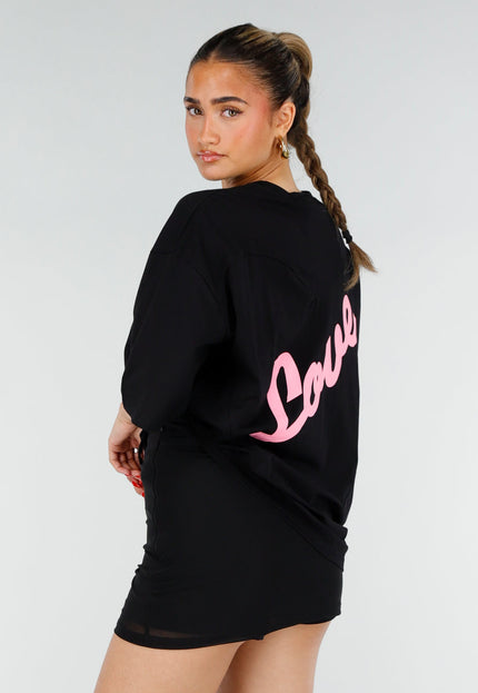 NEW200526 Zwart Oversized T-shirt met Backprint
