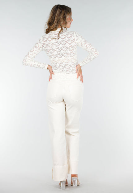 NEW200825 Beige Kanten Top met Col