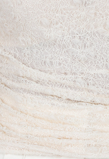 NEW200825 Beige Kanten Top met Drapering