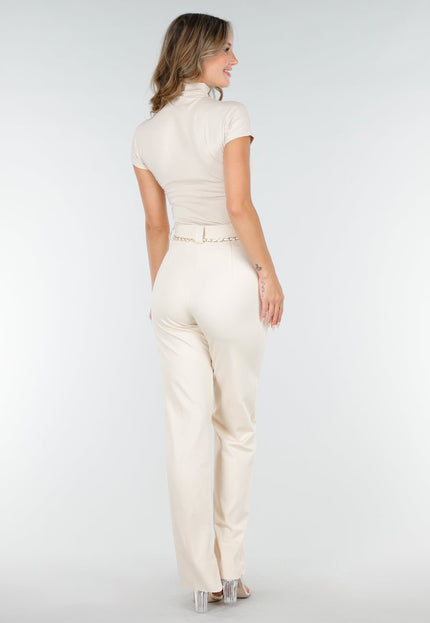 NEW200825 Beige Top met Col