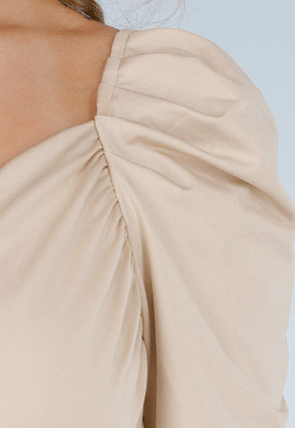 NEW200825 Beige Top met Overslag