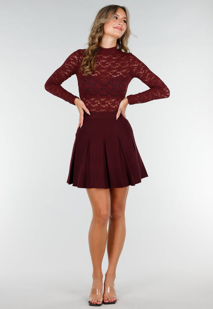 OP=OP.04.NL Bordeaux Geplooide Mini Rok