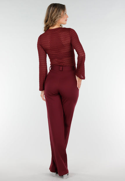 OP=OP.03.NL Bordeauxrode Top Opengewerkt