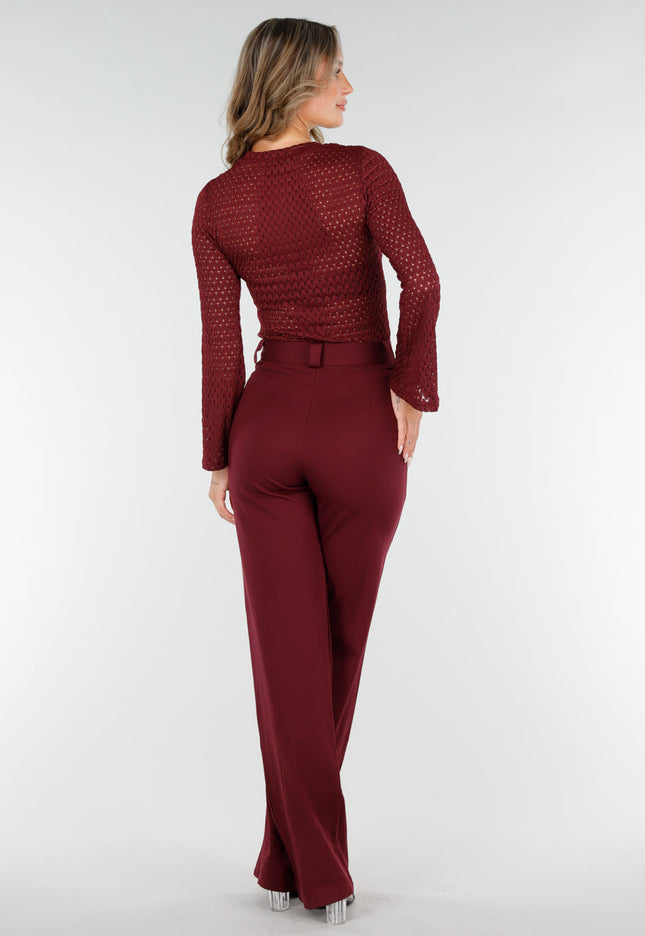 OP=OP.03.NL Bordeauxrode Top Opengewerkt