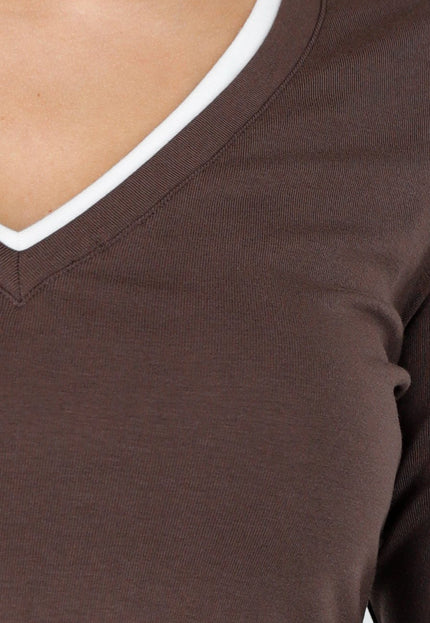 NEW200825 Bruine V-Hals Longsleeve