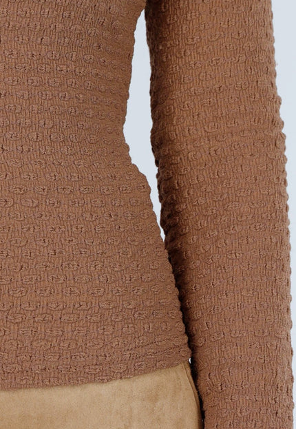 NEW200825 Bruine Top Met Vierkante Hals