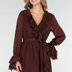 NEW200825 Bruine Wikkeljurk met Kant