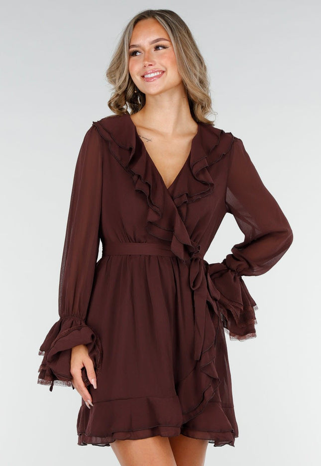 NEW200825 Bruine Wikkeljurk met Kant