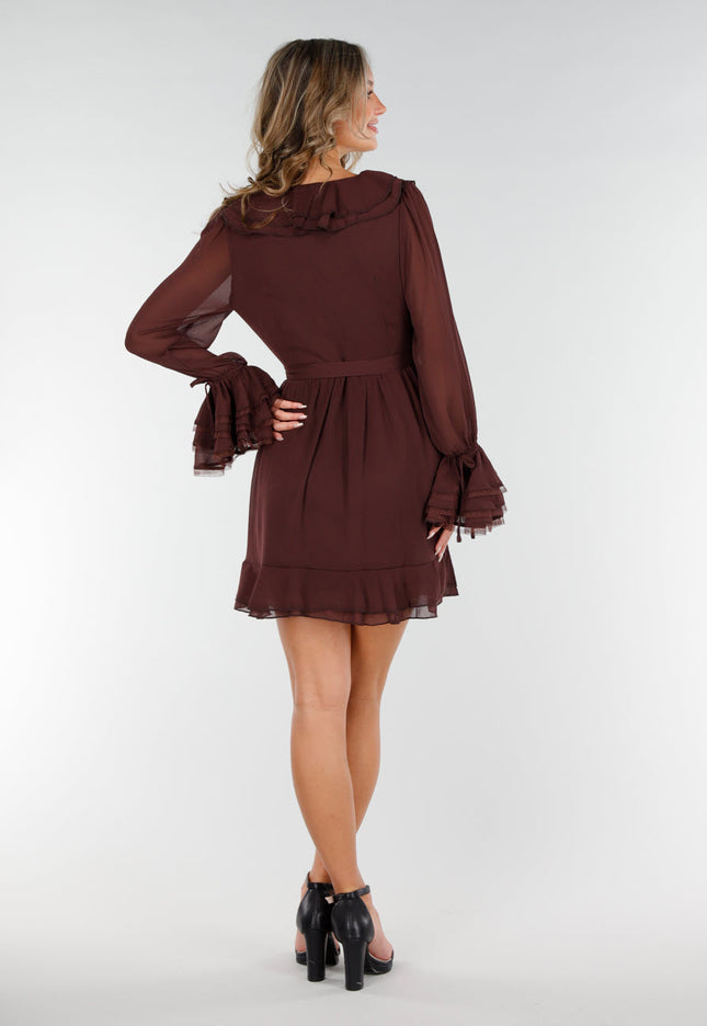 NEW200825 Bruine Wikkeljurk met Kant