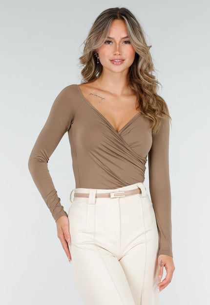 OP=OP.08.NL Camel Top met Plooidetail